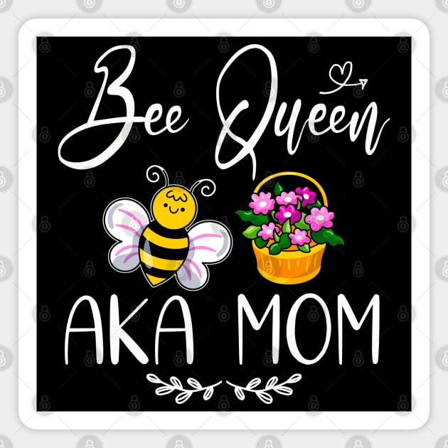 Queen Bee Aka Mom - Gifts Ideas For Her Mums - Beautiful Flower Bee blossom Floral Illustration Magnet by 96cazador